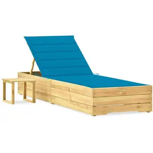 vidaXL Chaise longue de jardin avec table et coussin Pin imprégné pas cher