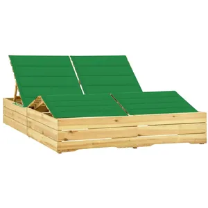 vidaXL Chaise longue double et coussins vert Bois de pin imprégné pas cher