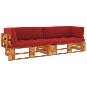 vidaXL Canapé palette 2 places et coussins Pin imprégné de marron miel pas cher