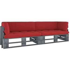 vidaXL Canapé palette 2 places avec coussins Pin imprégné de gris