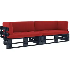 vidaXL Canapé palette 2 places avec coussins Pin imprégné de noir pas cher