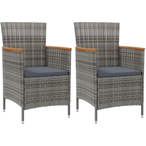 vidaXL Chaises de salle à manger de jardin 2 pcs Résine tressée Gris pas cher