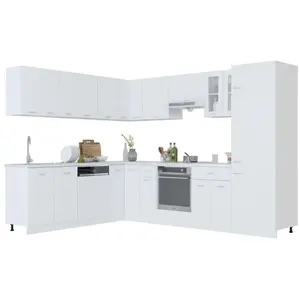 Comparateur de prix : vidaXL Ensemble de meubles de cuisine 14 pcs Blanc Aggloméré