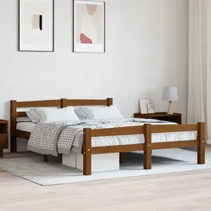 vidaXL Cadre de lit Marron miel Bois de pin massif 120x200 cm pas cher