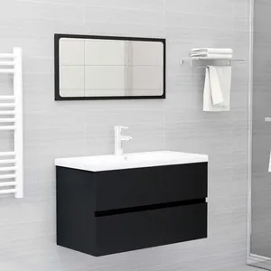 Vidaxl - Meubles de salle de bain noir bois d'ingénierie Noir pas cher