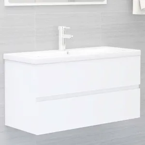 Comparateur de prix : vidaXL Armoire d'évier avec lavabo intégré blanc bois d'ingénierie