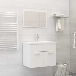 Comparateur de prix : vidaXL Ensemble de meubles de salle de bain Blanc Aggloméré