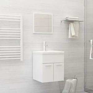 Vidaxl - Ensemble de meubles de salle de bain Blanc Aggloméré Blanc pas cher