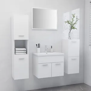 Comparateur de prix : Vidaxl - Ensemble de meubles de salle de bain Blanc Bois d'ingénierie