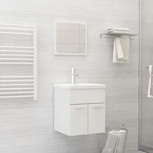vidaXL Ensemble de meubles de salle de bain Blanc brillant Aggloméré pas cher