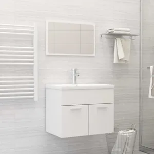 Comparateur de prix : vidaXL Ensemble de meubles de salle de bain Blanc Aggloméré