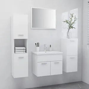 Comparateur de prix : vidaXL Ensemble de meubles de salle de bain Blanc Aggloméré