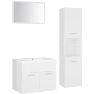 Comparateur de prix : vidaXL Ensemble de meubles de salle de bain Blanc Aggloméré