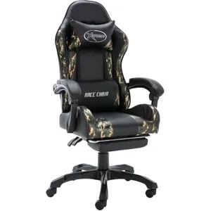 Comparateur de prix : VIDAXL Fauteuil de jeux vidéo repose-pied Noir/camouflage Similicuir
