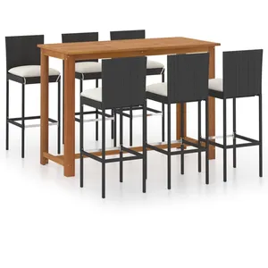 Comparateur de prix : vidaXL Ensemble de bar de jardin avec coussins 7 pcs Noir