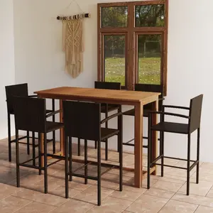 vidaXL Ensemble de bar de jardin 7 pcs Marron pas cher