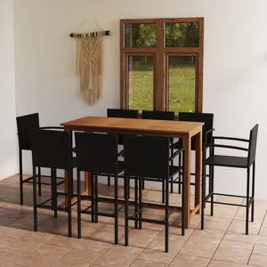 Comparateur de prix : vidaXL Ensemble de bar de jardin 9 pcs Noir