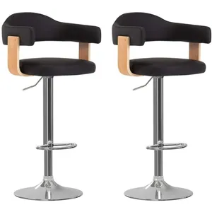 vidaXL Tabourets de bar lot de 2 noir bois courbé et similicuir pas cher