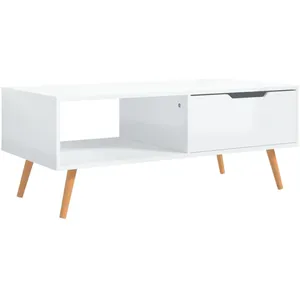 vidaXL Table basse Blanc brillant 100x49,5x43 cm Aggloméré pas cher
