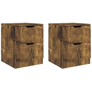 vidaXL Tables de chevet 2 pcs Chêne fumé 40x40x50 cm Aggloméré pas cher