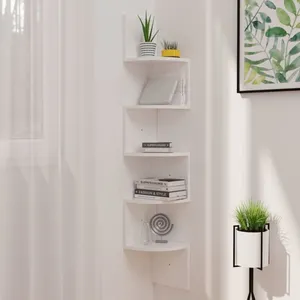 Comparateur de prix : vidaXL Étagère d'angle murale blanc brillant 19x19x123 cm