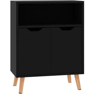 vidaXL Buffet noir brillant 60x30x72 cm bois d'ingénierie