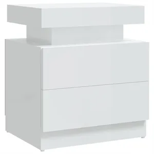 vidaXL Table de chevet Blanc brillant 45x35x52 cm Aggloméré pas cher