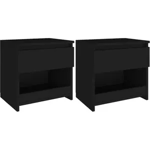 Comparateur de prix : vidaXL Tables de chevet 2 pcs Noir 40x30x39 cm Aggloméré