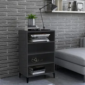 vidaXL Buffet Gris brillant 57x35x90 cm Aggloméré pas cher