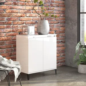 Vidaxl - Buffet Blanc brillant 60x35x70 cm Aggloméré Blanc brillant pas cher