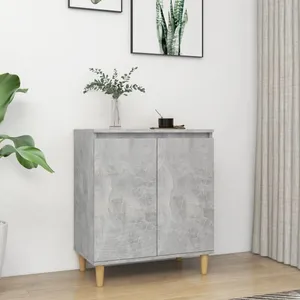 vidaXL Vidaxl Buffet Avec Pieds En Bois Gris Béton Bois D'ingénierie
