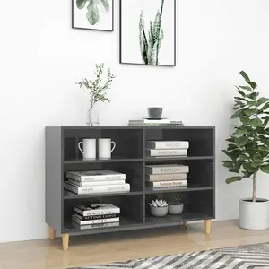 Vidaxl - Buffet Gris brillant 103,5x35x70 cm Aggloméré gris brillant pas cher