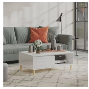 vidaXL Vidaxl Table Basse Blanc Brillant 90x60x35 Cm Bois D'ingénierie pas cher