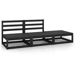 Comparateur de prix : vidaXL Salon de jardin 3 pcs noir bois de pin massif