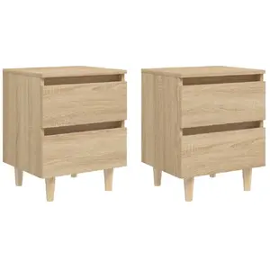 vidaXL Tables de chevet pieds en pin 2 pcs Chêne sonoma 40x35x50 cm pas cher