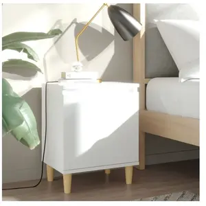 vidaXL Table de chevet avec pieds en bois massif Blanc 40x30x50 cm pas cher
