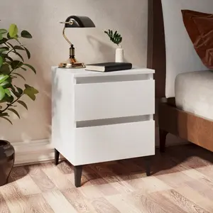 vidaXL Tables de chevet 2 pcs Blanc 40x35x50 cm Aggloméré pas cher