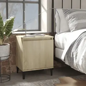 Comparateur de prix : vidaXL Table de chevet avec pieds en métal Chêne sonoma 40x30x50 cm