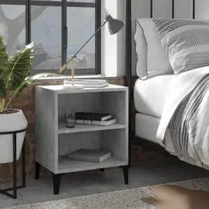 VIDAXL Table de chevet avec pieds en métal Gris béton 40x30x50 cm pas cher