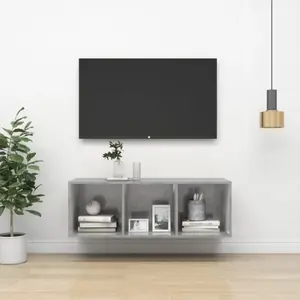 vidaXL Meuble TV mural Gris béton 37x37x107 cm Aggloméré pas cher
