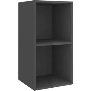 vidaXL Meuble TV mural Gris brillant 37x37x72 cm Aggloméré pas cher