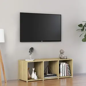 vidaXL Vidaxl Meuble Tv Chêne Sonoma 107x35x37 Cm Bois D’Ingénierie pas cher