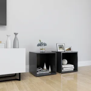 Jinlefu - Meubles tv 2 pcs Gris 37x35x37 cm Aggloméré vidaXL - Gris pas cher
