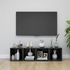 vidaXL Vidaxl Meubles Tv 4 Pcs Gris 37x35x37 Cm Bois D’Ingénierie