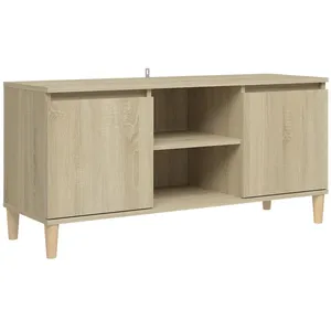 vidaXL Meuble TV avec pieds en bois massif Chêne sonoma 103,5x35x50 cm pas cher