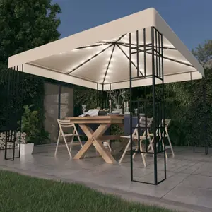 vidaXL Tonnelle avec guirlande lumineuse à LED 3x3 m Crème pas cher