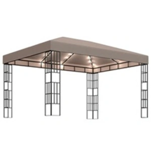 vidaXL Vidaxl Tonnelle Avec Guirlande Lumineuse À Led 4x3 M Taupe pas cher