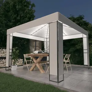 Comparateur de prix : vidaXL Tonnelle avec double toit et lumières LED 3x3 m Blanc