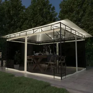 Comparateur de prix : vidaXL Tonnelle avec moustiquaire et lumières LED 4x3x2,73 m Crème