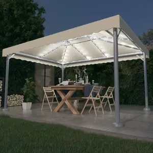 Comparateur de prix : vidaXL Tonnelle avec guirlande lumineuse à LED 4x3 m Crème Aluminium